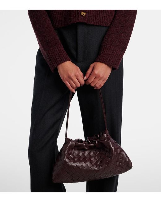 Bottega Veneta Purple Schultertasche Notte Small Aus Leder