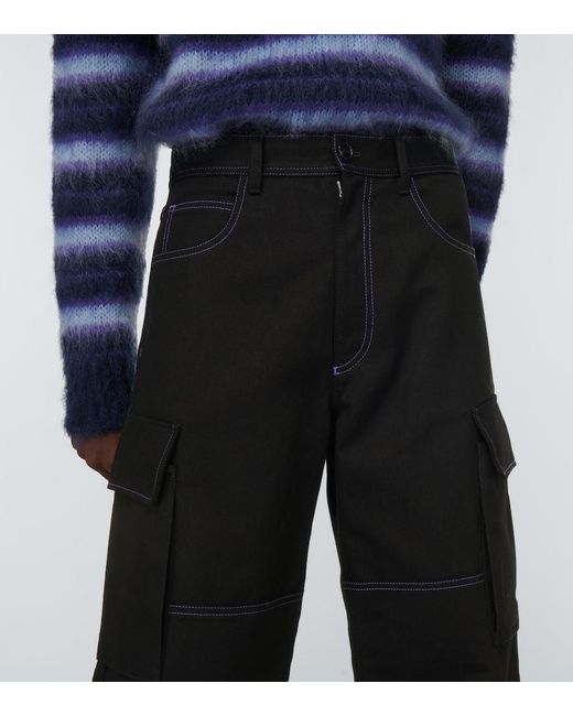 Marni Black Wide-Leg Cotton Gabardine Cargo Pants for men