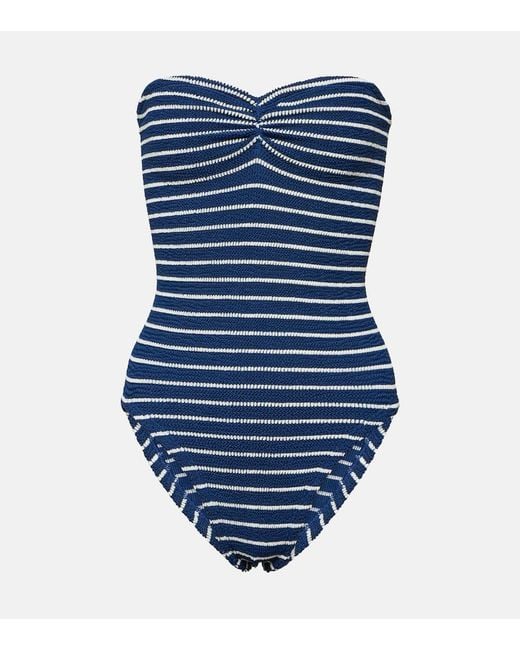 Hunza G Blue Brooke Striped Swimsuit