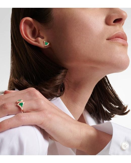 BVLGARI Green Divas' Dream 18Kt Rose Earrings With Malachite And Diamonds