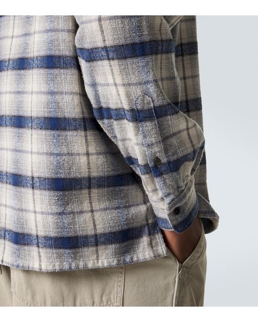 A.PRESSE Gray Vintage Checked Cotton And Silk-Blend Shirt for men