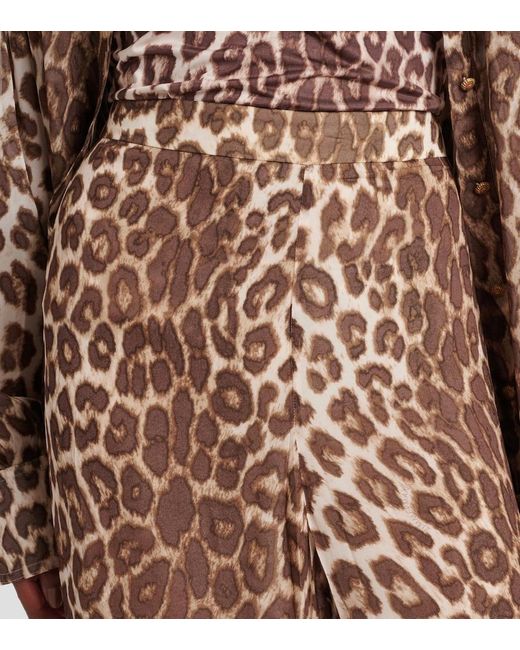 Zimmermann Natural Leopard-Print Flared Pants
