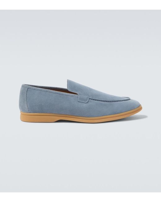 Eleventy Blue Suede Loafers for men