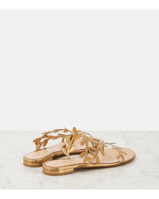 Gianvito Rossi Natural Flavia Metallic Leather Slides