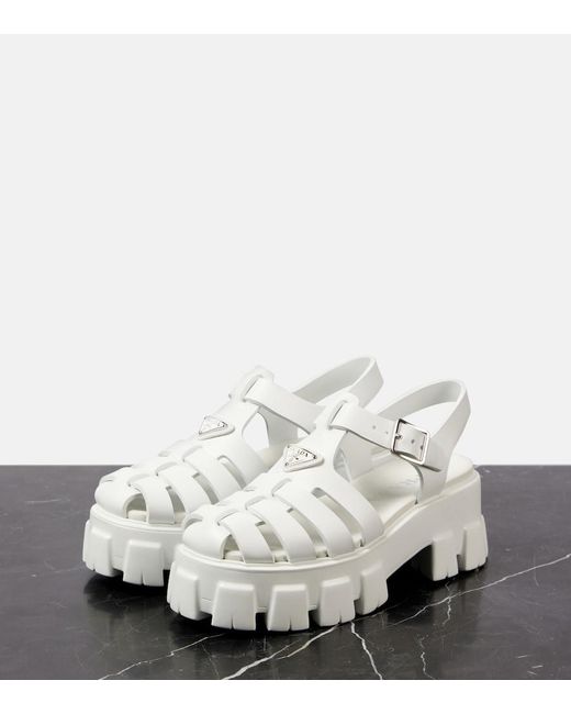 Prada White Rubber Platform Sandals 55
