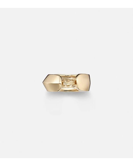 STONE AND STRAND Metallic Knife Edge 14Kt Ear Cuff With Diamonds