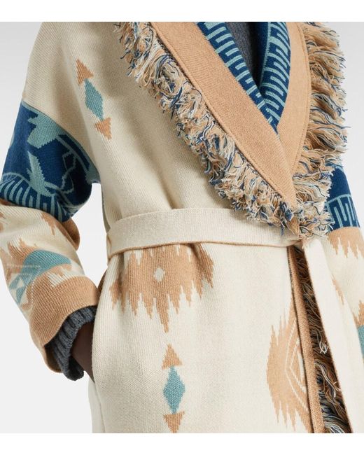 Alanui Blue Icon Jacquard Virgin Wool Cardigan