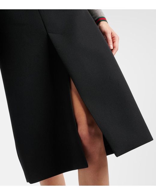Gucci Black Low-rise Wool Midi Skirt