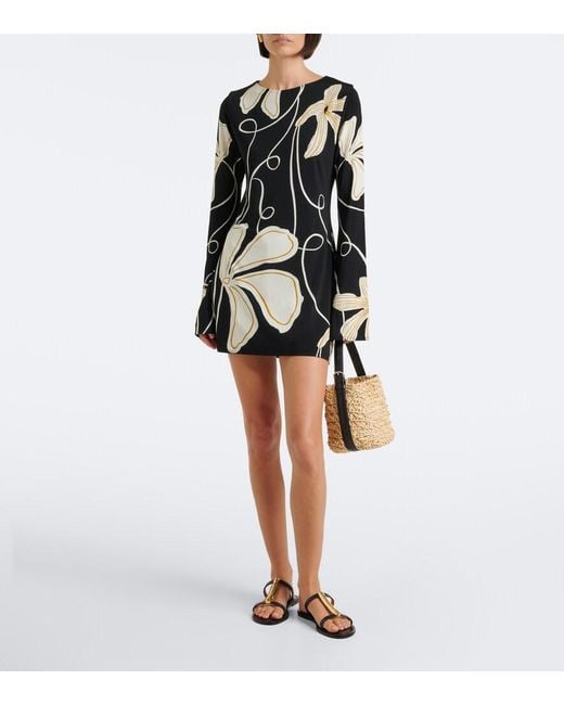 Cala De La Cruz Black Maisha Floral Minidress