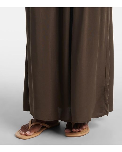 Faithfull The Brand Brown Hedy Draped Linen Maxi Dress