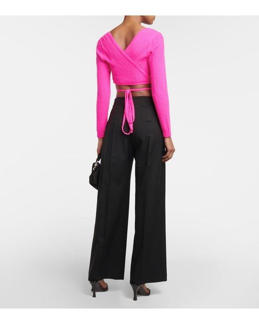 Patou Pink Cropped Wool And Cashmere Sweater
