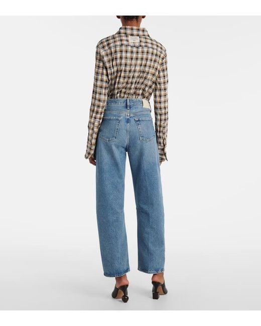 Citizens of Humanity Blue Miro High-Rise Cropped Barrel-Leg Jeans