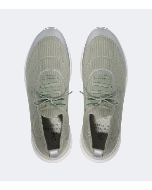 Brunello Cucinelli Green Knitted Sneakers for men