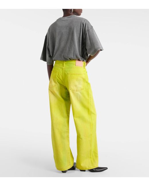 Acne Yellow Low-rise Wide-leg Jeans