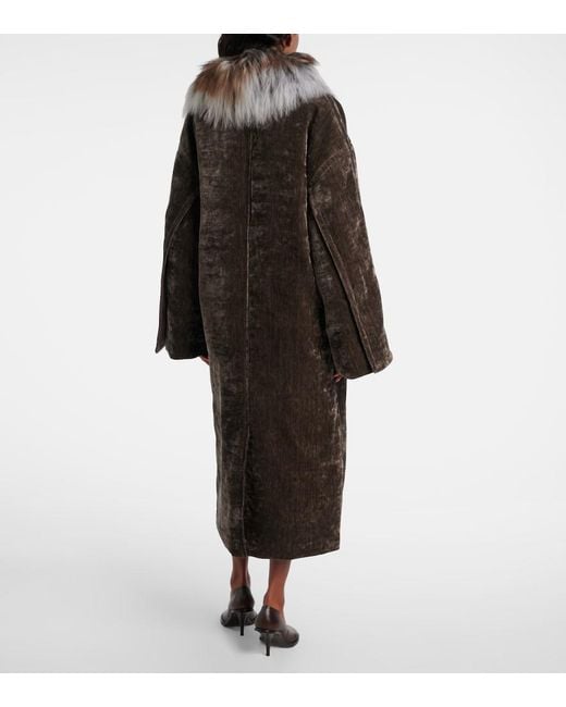 JACQUES WEI Brown Shearling-Trimmed Coat
