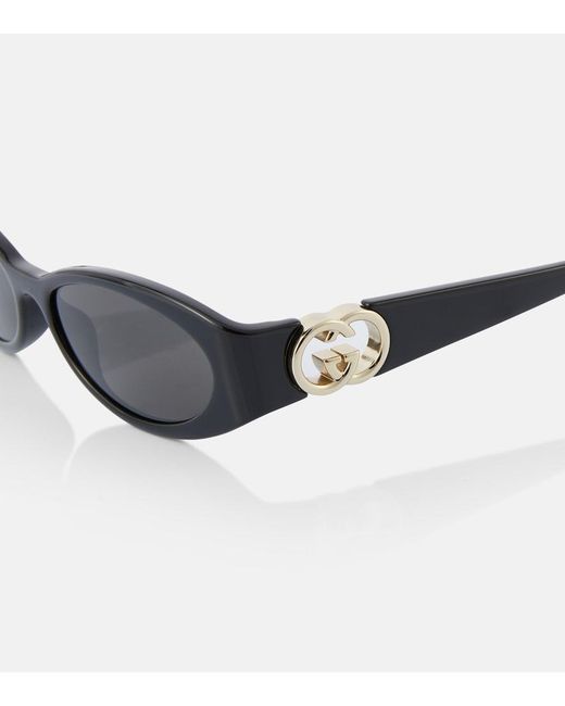 Gucci Gray Interlocking G Oval Sunglasses