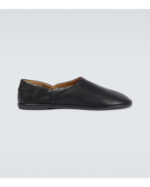 The Row Black Canal Slip-On Leather Shoes for men
