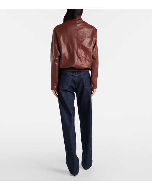 Magda Butrym Red Leather Bomber Jacket