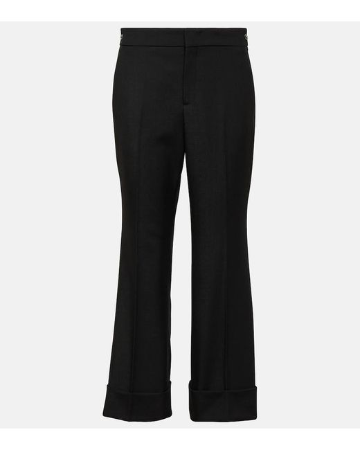 Pantalones de lana de tiro alto Gucci de color Black