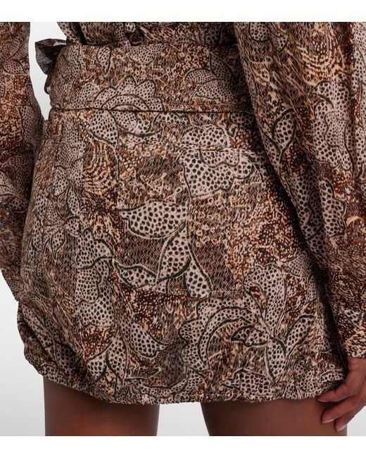 Isabel Marant Brown Coralie Printed Cotton Miniskirt