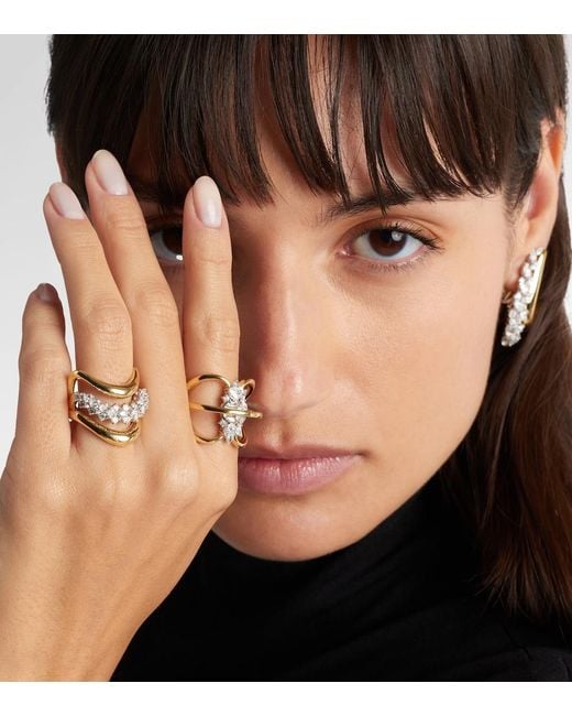 YEPREM White Golden Strada 18Kt Ring With Diamonds