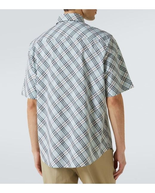 Burberry Blue Check Cotton Shirt for men