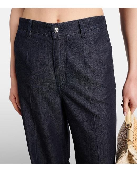 Dolce & Gabbana Blue High-Rise Wide-Leg Jeans