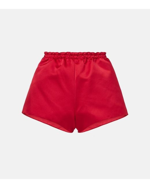 Giambattista Valli Red High-Rise Satin Shorts