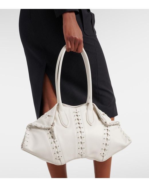McQueen White Manta Medium Leather Shoulder Bag