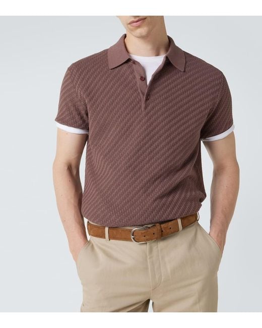 Brioni Purple Cotton, Silk, And Cashmere Polo Shirt for men