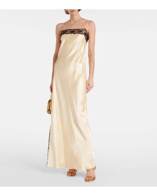 Vestido Lencero Aries De Seda Con Encaje Sir de color Metallic