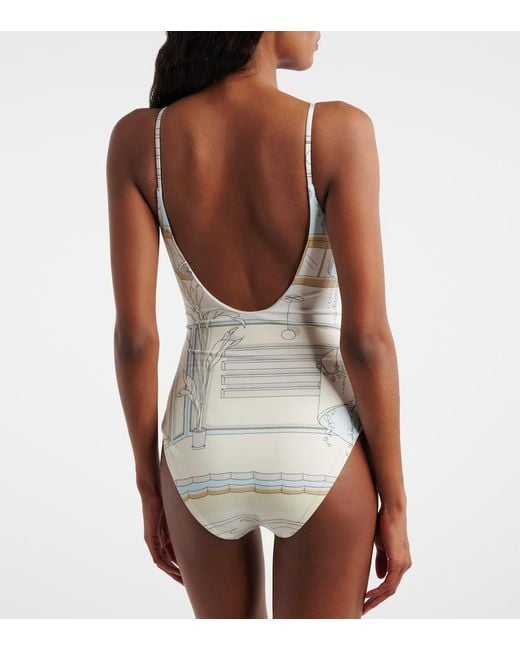 Tory Burch White Printed Swimsuit