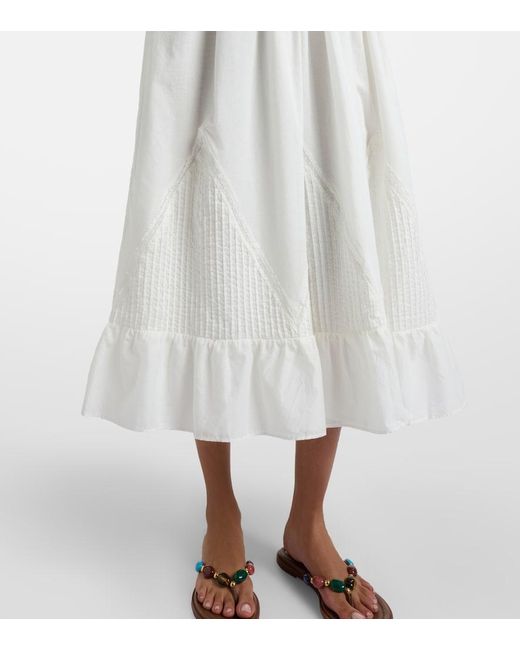 Faithfull The Brand White Sunniva Cotton Midi Dress