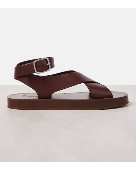 Loro Piana Brown Sumie Leather Sandals