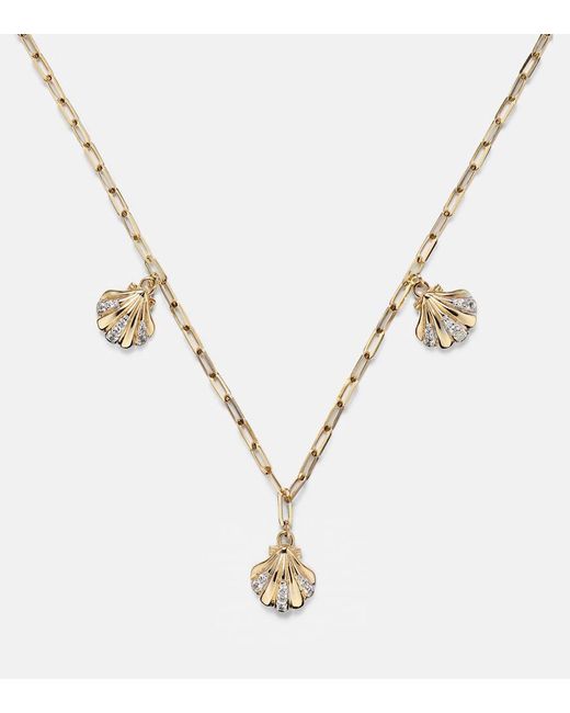 Mateo Metallic 3 Petite Venus Shell 14Kt Necklace With Diamonds