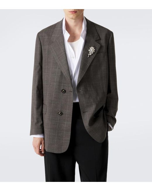 Simone Rocha Black Checked Embellished Wool Blazer for men