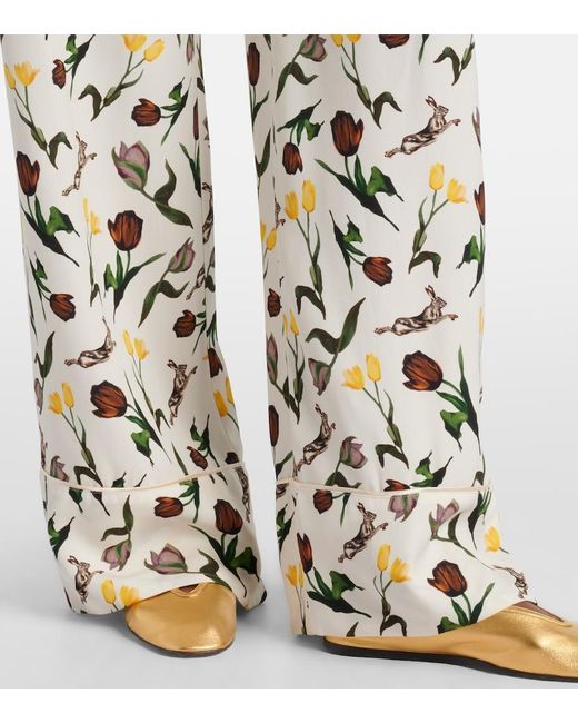 Marni White Printed Silk Palazzo Pants