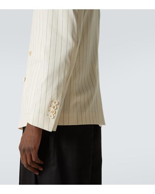 Dolce & Gabbana Natural Striped Cotton-Blend Blazer for men