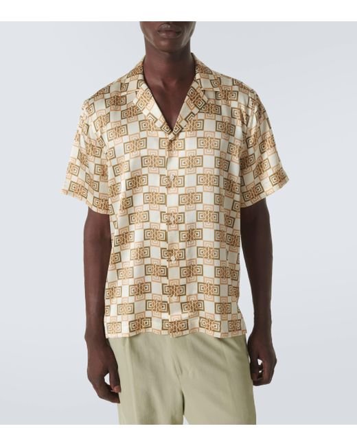 Frescobol Carioca Metallic Roberto Printed Silk Bowling Shirt for men