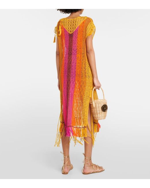 Abito midi in crochet a righe di Anna Kosturova in Orange