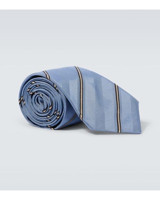 Corbata De Seda A Rayas Brunello Cucinelli de hombre de color Blue