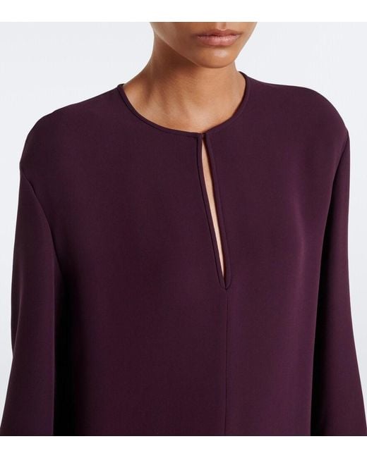 Valentino Purple Cady Couture Feather-Trimmed Gown