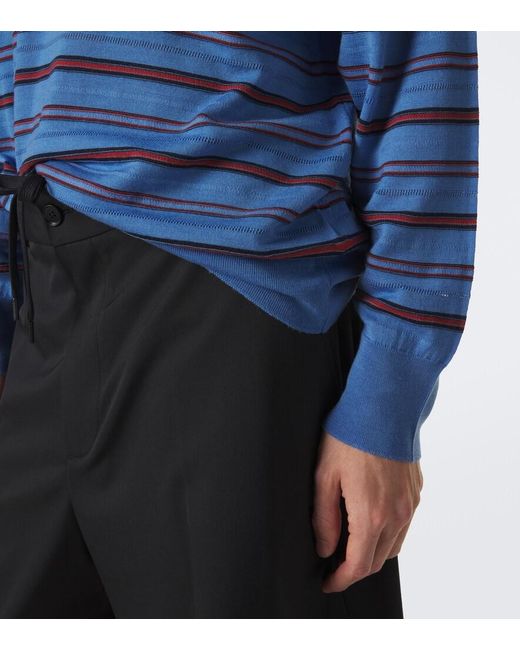 Wales Bonner Blue Beam Striped Wool Polo Sweater for men