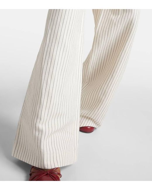 FRAME White Weite Mid-Rise-Hose aus Baumwolle und Leinen