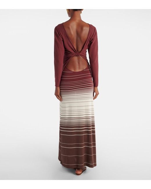 Faithfull The Brand Purple Idun Striped Cotton-Blend Maxi Dress