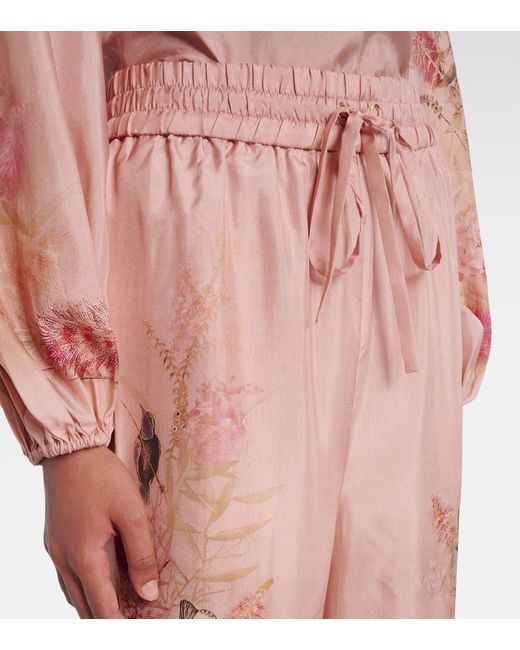 Zimmermann Silk Cascadian Trousers in Pink | Lyst