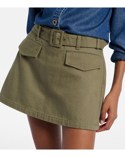 Self-Portrait Green Belted Cotton Twill Skort