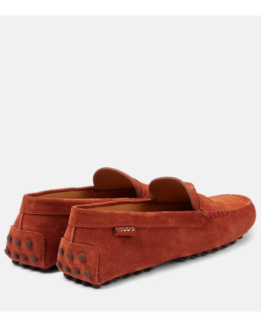 Tod's Red Mokassins Gommino Aus Veloursleder