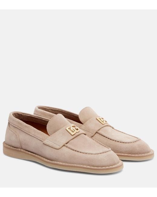 Dolce & Gabbana Pink Dg Suede Loafers