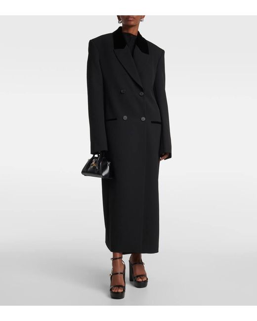 Abrigo de lana con ribete de terciopelo Givenchy de color Black